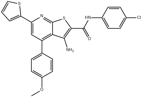 3-amino-N-(4-chlorophenyl)-4-(4-methoxyphenyl)-6-(2-thienyl)thieno[2,3-b]pyridine-2-carboxamide Struktur