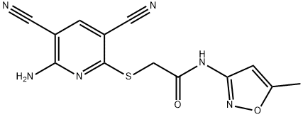 2-[(6-amino-3,5-dicyano-2-pyridinyl)sulfanyl]-N-(5-methyl-3-isoxazolyl)acetamide Struktur