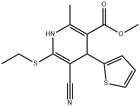 methyl 5-cyano-6-(ethylsulfanyl)-2-methyl-4-(2-thienyl)-1,4-dihydro-3-pyridinecarboxylate Struktur