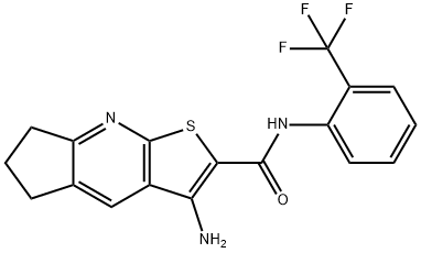 3-amino-N-[2-(trifluoromethyl)phenyl]-6,7-dihydro-5H-cyclopenta[b]thieno[3,2-e]pyridine-2-carboxamide Struktur