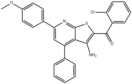 [3-amino-6-(4-methoxyphenyl)-4-phenylthieno[2,3-b]pyridin-2-yl](2-chlorophenyl)methanone Struktur