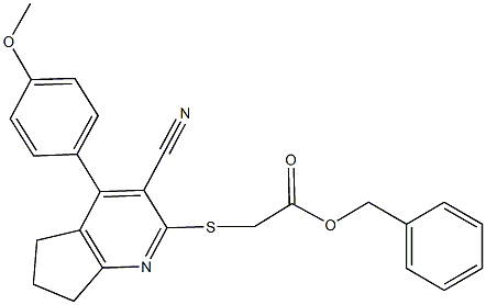 benzyl {[3-cyano-4-(4-methoxyphenyl)-6,7-dihydro-5H-cyclopenta[b]pyridin-2-yl]sulfanyl}acetate Struktur