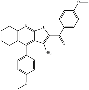 [3-amino-4-(4-methoxyphenyl)-5,6,7,8-tetrahydrothieno[2,3-b]quinolin-2-yl](4-methoxyphenyl)methanone Struktur