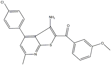 [3-amino-4-(4-chlorophenyl)-6-methylthieno[2,3-b]pyridin-2-yl](3-methoxyphenyl)methanone Struktur