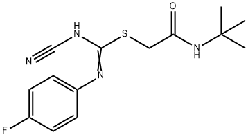 2-(tert-butylamino)-2-oxoethyl N'-cyano-N-(4-fluorophenyl)imidothiocarbamate Struktur