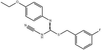 3-fluorobenzyl N'-cyano-N-(4-ethoxyphenyl)imidothiocarbamate Struktur