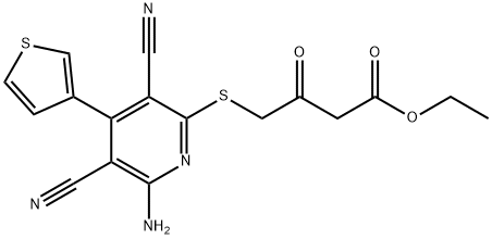 ethyl 4-{[6-amino-3,5-dicyano-4-(3-thienyl)-2-pyridinyl]sulfanyl}-3-oxobutanoate Struktur