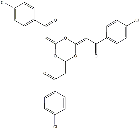 2-{4,6-bis[2-(4-chlorophenyl)-2-oxoethylidene]-1,3,5-trioxan-2-ylidene}-1-(4-chlorophenyl)ethanone Struktur