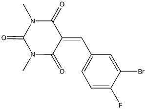 5-(3-bromo-4-fluorobenzylidene)-1,3-dimethyl-2,4,6(1H,3H,5H)-pyrimidinetrione Struktur