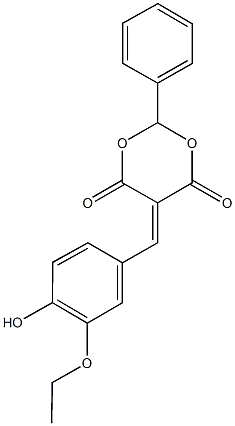 5-(3-ethoxy-4-hydroxybenzylidene)-2-phenyl-1,3-dioxane-4,6-dione Struktur