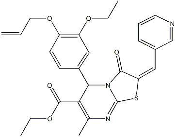 ethyl 5-[4-(allyloxy)-3-ethoxyphenyl]-7-methyl-3-oxo-2-(3-pyridinylmethylene)-2,3-dihydro-5H-[1,3]thiazolo[3,2-a]pyrimidine-6-carboxylate Struktur