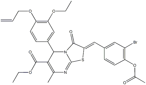 ethyl 2-[4-(acetyloxy)-3-bromobenzylidene]-5-[4-(allyloxy)-3-ethoxyphenyl]-7-methyl-3-oxo-2,3-dihydro-5H-[1,3]thiazolo[3,2-a]pyrimidine-6-carboxylate Struktur