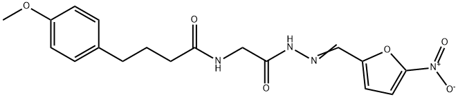 N-{2-[2-({5-nitro-2-furyl}methylene)hydrazino]-2-oxoethyl}-4-(4-methoxyphenyl)butanamide Struktur