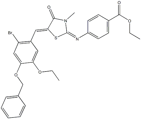 ethyl 4-({5-[4-(benzyloxy)-2-bromo-5-ethoxybenzylidene]-3-methyl-4-oxo-1,3-thiazolidin-2-ylidene}amino)benzoate Struktur