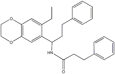 N-[1-(7-ethyl-2,3-dihydro-1,4-benzodioxin-6-yl)-3-phenylpropyl]-3-phenylpropanamide Struktur