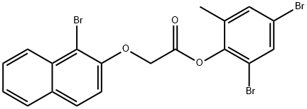 2,4-dibromo-6-methylphenyl [(1-bromo-2-naphthyl)oxy]acetate Struktur