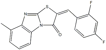 2-(2,4-difluorobenzylidene)-8-methyl[1,3]thiazolo[3,2-a]benzimidazol-3(2H)-one Struktur