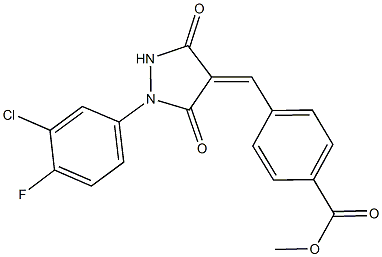 methyl 4-{[1-(3-chloro-4-fluorophenyl)-3,5-dioxo-4-pyrazolidinylidene]methyl}benzoate Struktur