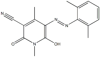 5-[(2,6-dimethylphenyl)diazenyl]-6-hydroxy-1,4-dimethyl-2-oxo-1,2-dihydro-3-pyridinecarbonitrile Struktur