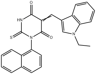 5-[(1-ethyl-1H-indol-3-yl)methylene]-1-(1-naphthyl)-2-thioxodihydro-4,6(1H,5H)-pyrimidinedione Struktur