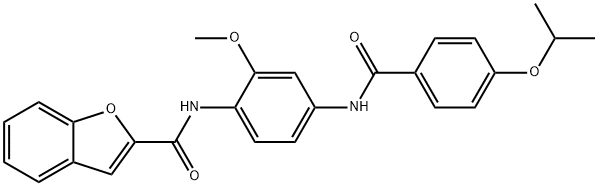 N-{4-[(4-isopropoxybenzoyl)amino]-2-methoxyphenyl}-1-benzofuran-2-carboxamide Struktur