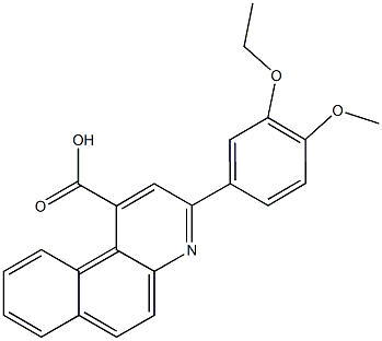 3-(3-ethoxy-4-methoxyphenyl)benzo[f]quinoline-1-carboxylic acid Struktur