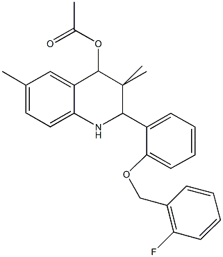 2-{2-[(2-fluorobenzyl)oxy]phenyl}-3,3,6-trimethyl-1,2,3,4-tetrahydro-4-quinolinyl acetate Struktur