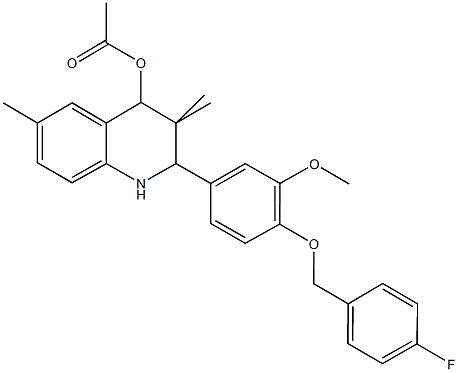 2-{4-[(4-fluorobenzyl)oxy]-3-methoxyphenyl}-3,3,6-trimethyl-1,2,3,4-tetrahydro-4-quinolinyl acetate Struktur