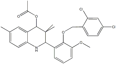 2-{2-[(2,4-dichlorobenzyl)oxy]-3-methoxyphenyl}-3,3,6-trimethyl-1,2,3,4-tetrahydro-4-quinolinyl acetate Struktur