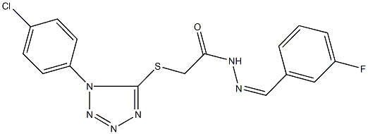 2-{[1-(4-chlorophenyl)-1H-tetraazol-5-yl]sulfanyl}-N'-(3-fluorobenzylidene)acetohydrazide Struktur