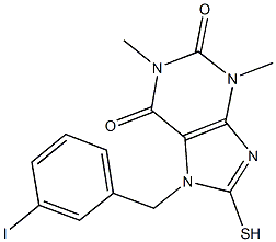 7-(3-iodobenzyl)-1,3-dimethyl-8-sulfanyl-3,7-dihydro-1H-purine-2,6-dione Struktur