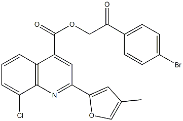 2-(4-bromophenyl)-2-oxoethyl 8-chloro-2-(4-methyl-2-furyl)-4-quinolinecarboxylate Struktur