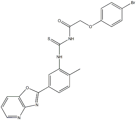 N-[(4-bromophenoxy)acetyl]-N'-(2-methyl-5-[1,3]oxazolo[4,5-b]pyridin-2-ylphenyl)thiourea Struktur