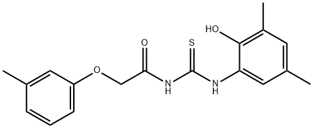 N-(2-hydroxy-3,5-dimethylphenyl)-N'-[(3-methylphenoxy)acetyl]thiourea Struktur