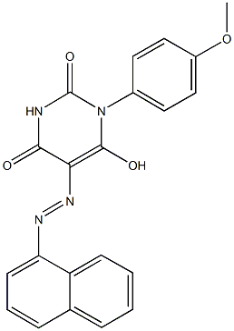 6-hydroxy-1-(4-methoxyphenyl)-5-(1-naphthyldiazenyl)-2,4(1H,3H)-pyrimidinedione Struktur