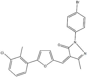 2-(4-bromophenyl)-4-{[5-(3-chloro-2-methylphenyl)-2-furyl]methylene}-5-methyl-2,4-dihydro-3H-pyrazol-3-one Struktur