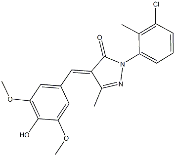 2-(3-chloro-2-methylphenyl)-4-(4-hydroxy-3,5-dimethoxybenzylidene)-5-methyl-2,4-dihydro-3H-pyrazol-3-one Struktur