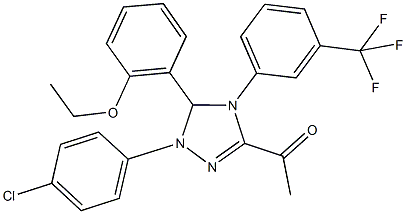 1-{1-(4-chlorophenyl)-5-(2-ethoxyphenyl)-4-[3-(trifluoromethyl)phenyl]-4,5-dihydro-1H-1,2,4-triazol-3-yl}ethanone Struktur