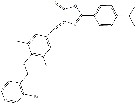 4-{4-[(2-bromobenzyl)oxy]-3,5-diiodobenzylidene}-2-(4-isopropylphenyl)-1,3-oxazol-5(4H)-one Struktur