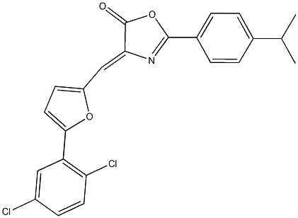 4-{[5-(2,5-dichlorophenyl)-2-furyl]methylene}-2-(4-isopropylphenyl)-1,3-oxazol-5(4H)-one Struktur