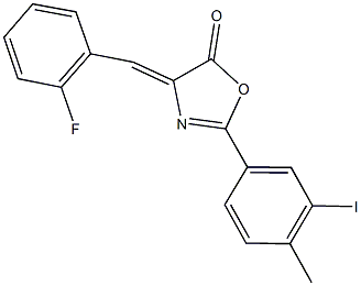 4-(2-fluorobenzylidene)-2-(3-iodo-4-methylphenyl)-1,3-oxazol-5(4H)-one Struktur