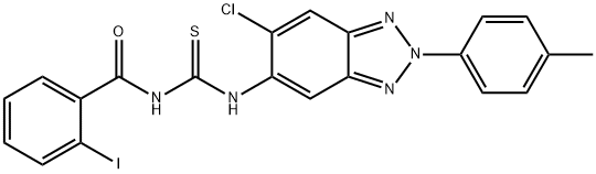 N-[6-chloro-2-(4-methylphenyl)-2H-1,2,3-benzotriazol-5-yl]-N'-(2-iodobenzoyl)thiourea Struktur