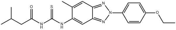 N-[2-(4-ethoxyphenyl)-6-methyl-2H-1,2,3-benzotriazol-5-yl]-N'-(3-methylbutanoyl)thiourea Struktur