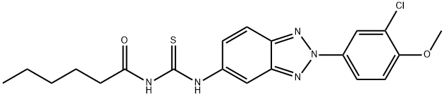 N-[2-(3-chloro-4-methoxyphenyl)-2H-1,2,3-benzotriazol-5-yl]-N'-hexanoylthiourea Struktur