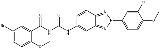 N-(5-bromo-2-methoxybenzoyl)-N'-[2-(3-chloro-4-methoxyphenyl)-2H-1,2,3-benzotriazol-5-yl]thiourea Struktur