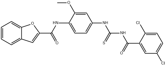 N-[4-({[(2,5-dichlorobenzoyl)amino]carbothioyl}amino)-2-methoxyphenyl]-1-benzofuran-2-carboxamide Struktur