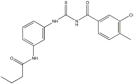 N-[3-({[(3-chloro-4-methylbenzoyl)amino]carbothioyl}amino)phenyl]butanamide Struktur