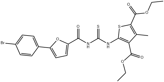 diethyl 5-[({[5-(4-bromophenyl)-2-furoyl]amino}carbothioyl)amino]-3-methyl-2,4-thiophenedicarboxylate Struktur