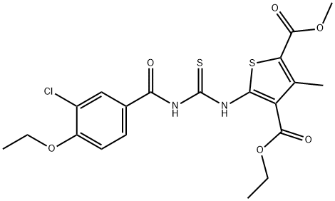 4-ethyl 2-methyl 5-({[(3-chloro-4-ethoxybenzoyl)amino]carbothioyl}amino)-3-methyl-2,4-thiophenedicarboxylate Struktur