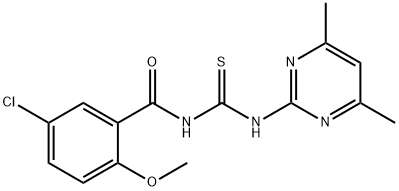 N-(5-chloro-2-methoxybenzoyl)-N'-(4,6-dimethyl-2-pyrimidinyl)thiourea Struktur